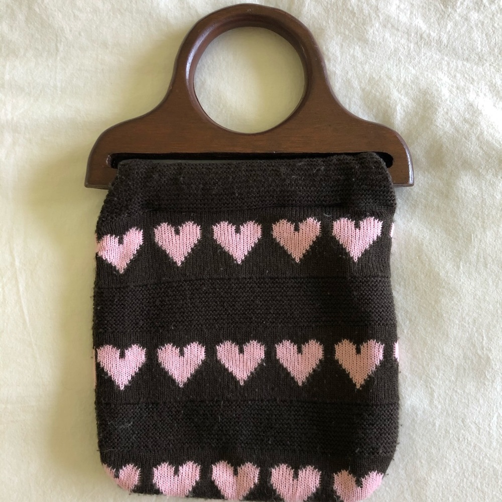 UO Vintage Knit Bag with Wooden Handles